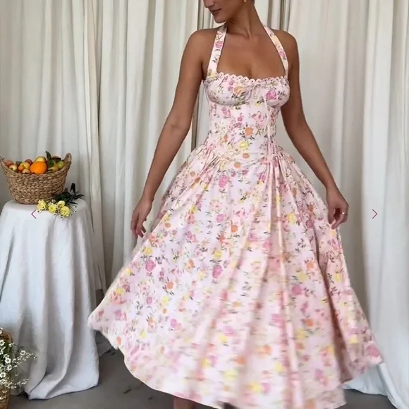 House of CB Arabella Floral Halter Neck Dress - Picture 4 of 9